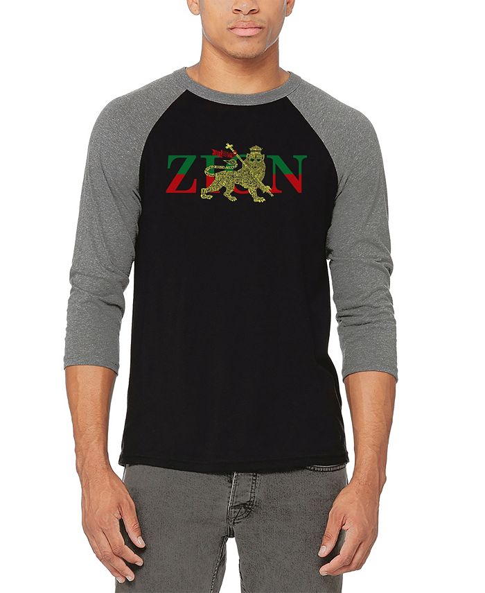 Мужская футболка Zion One Love Raglan Baseball Word Art LA Pop Art, серый послание без слов