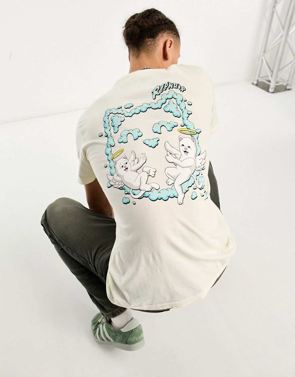 ripndip in the clouds Белая футболка RIPNDIP in the Clouds с принтом на груди и спине