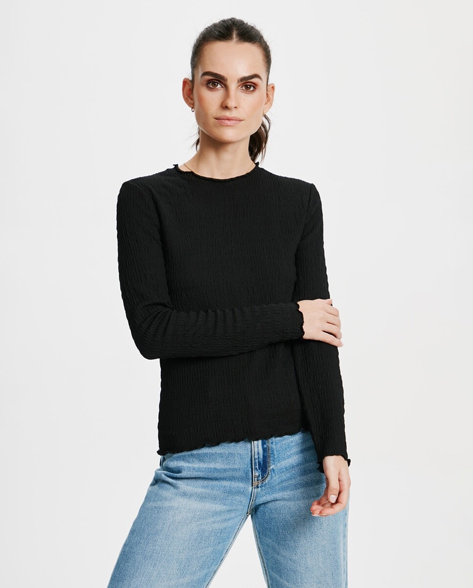 

Женский топ с длинными рукавами в рубчик Vero Moda, черный