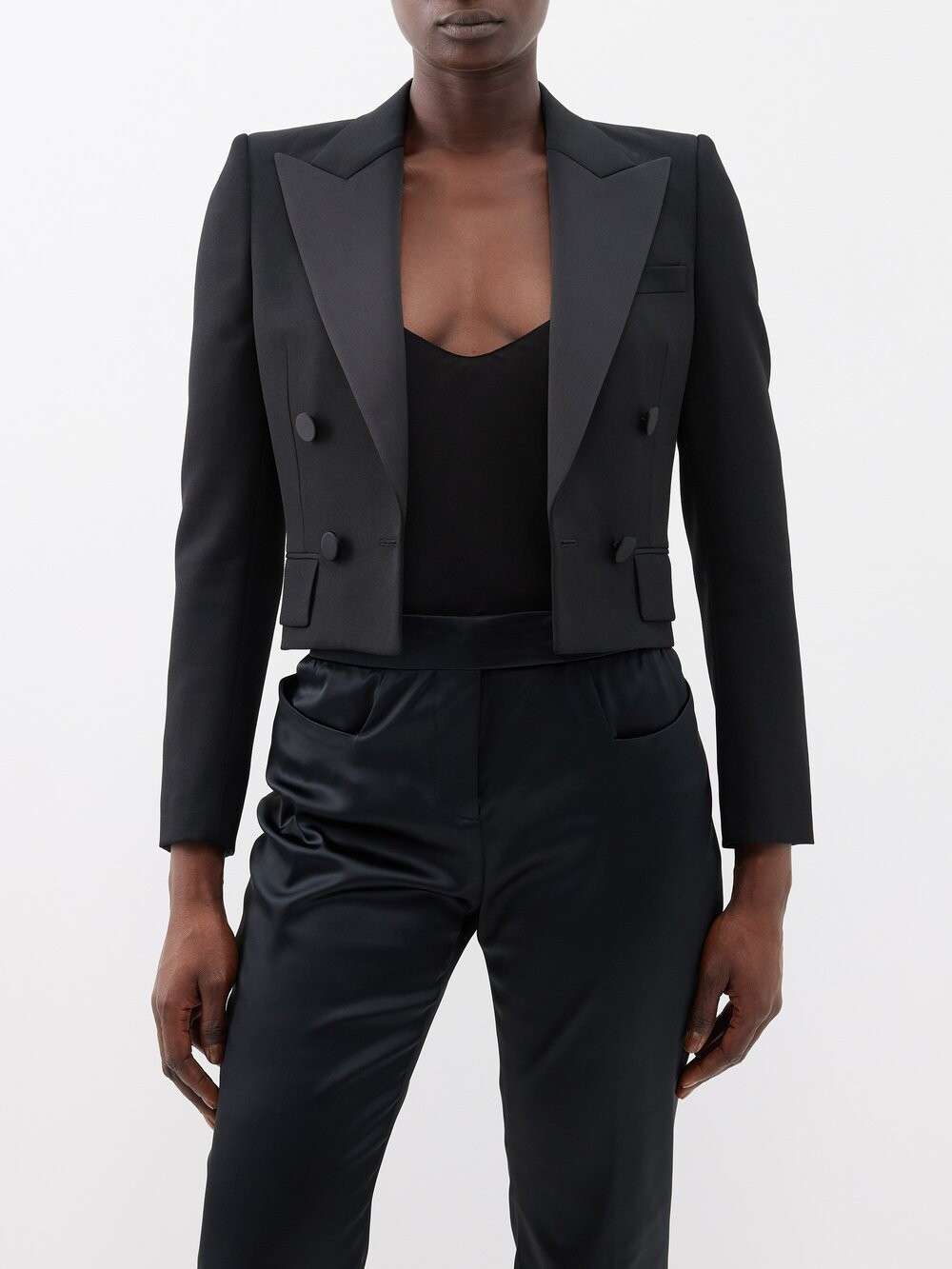 

Укороченная куртка из шерсти Saint Laurent, черный