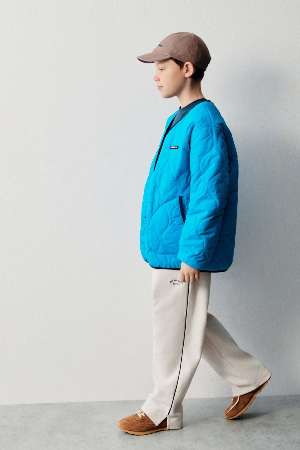 Утепленная куртка с отделками ZARA, синий металлическая вышитая аппликация для одежды