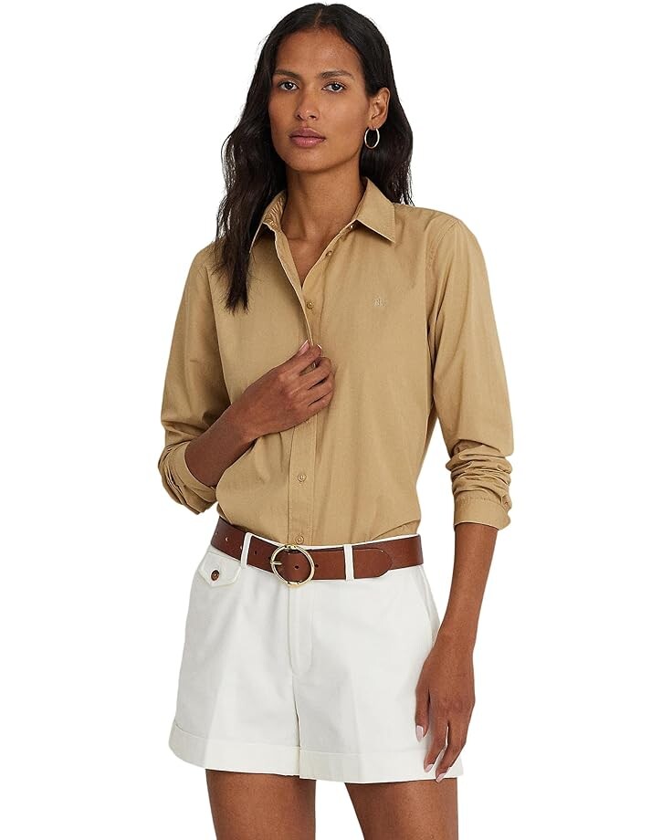 

Рубашка LAUREN Ralph Lauren Featherweight Cotton Shirt, цвет Birch Tan