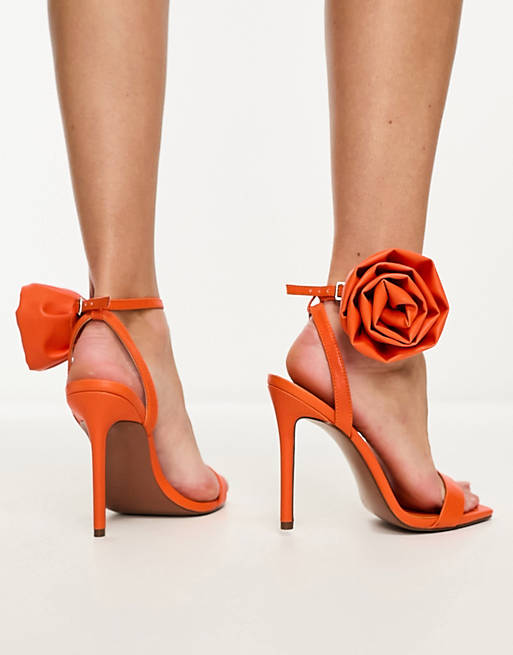 Оранжевые босоножки на каблуке с корсажем ASOS DESIGN Neva