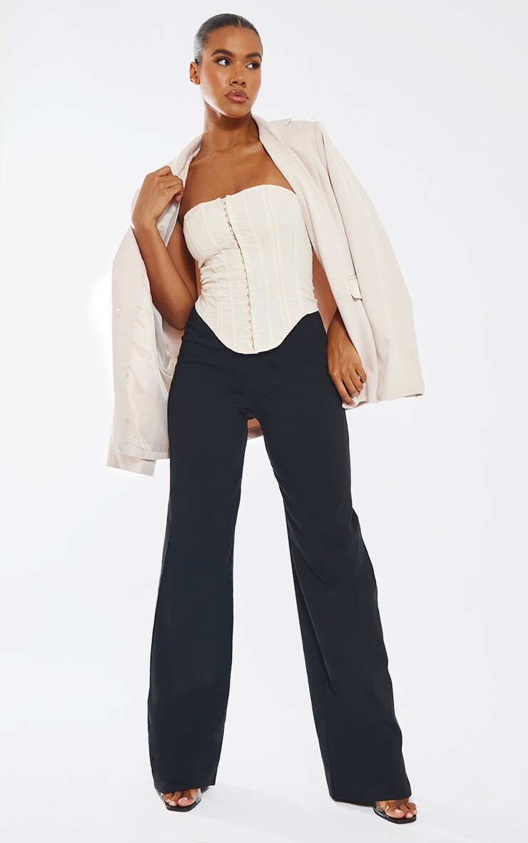 

PrettyLittleThing Черные широкие брюки из эластичной ткани, Черный