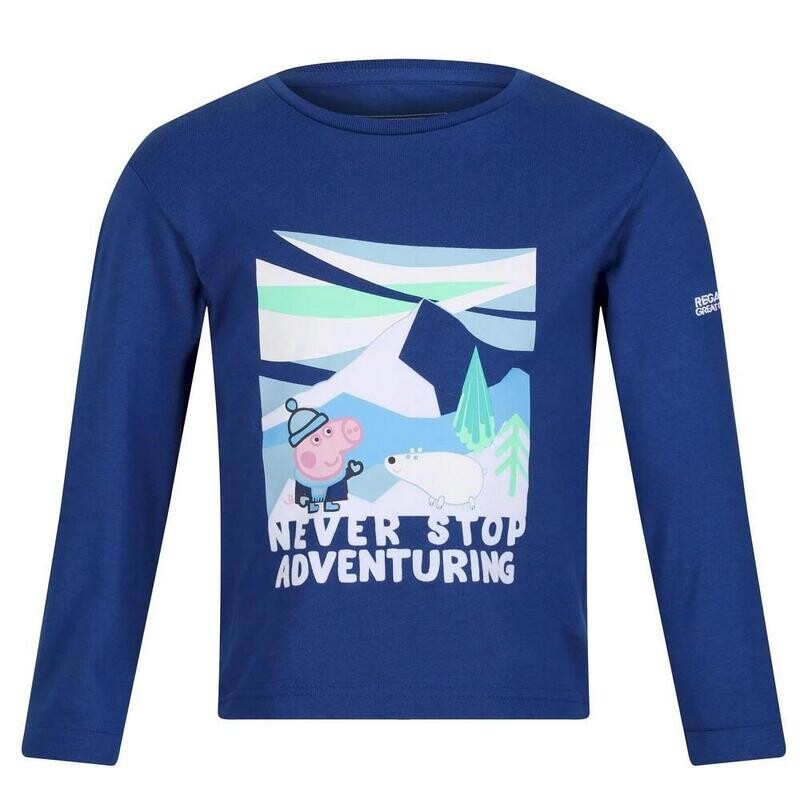 

Футболка с длинными рукавами «Свинка Пеппа» Never Stop Adventuring для мальчиков и девочек, синяя REGATTA, цвет azul, Синий