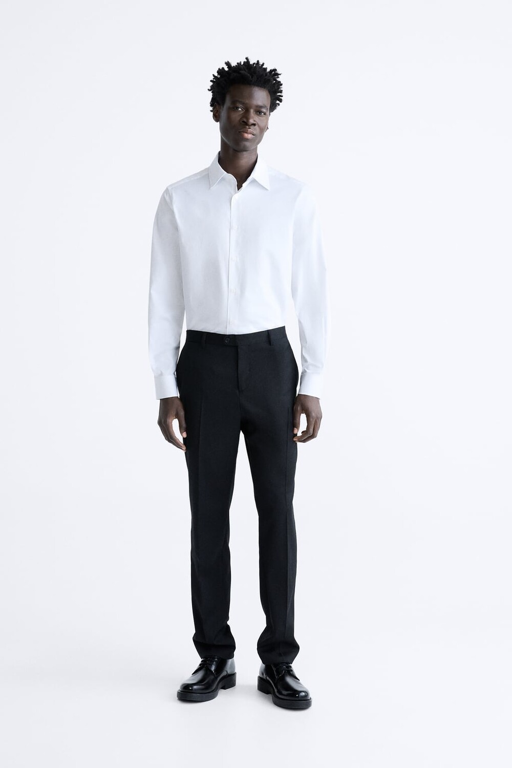 

Рубашка из текстурированной саржи ZARA, белый