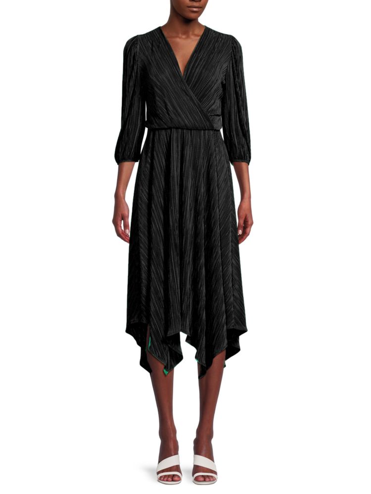 Плиссированное асимметричное платье миди Renee C., черный