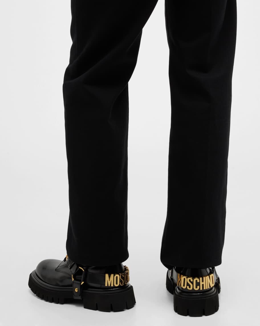 

Мужские армейские кожаные ботинки с выступами на подошве Moschino