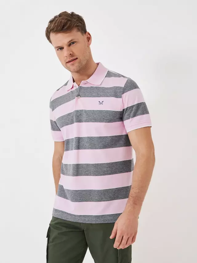 

Поло Crew Clothing Stripe, цвет pink/navy