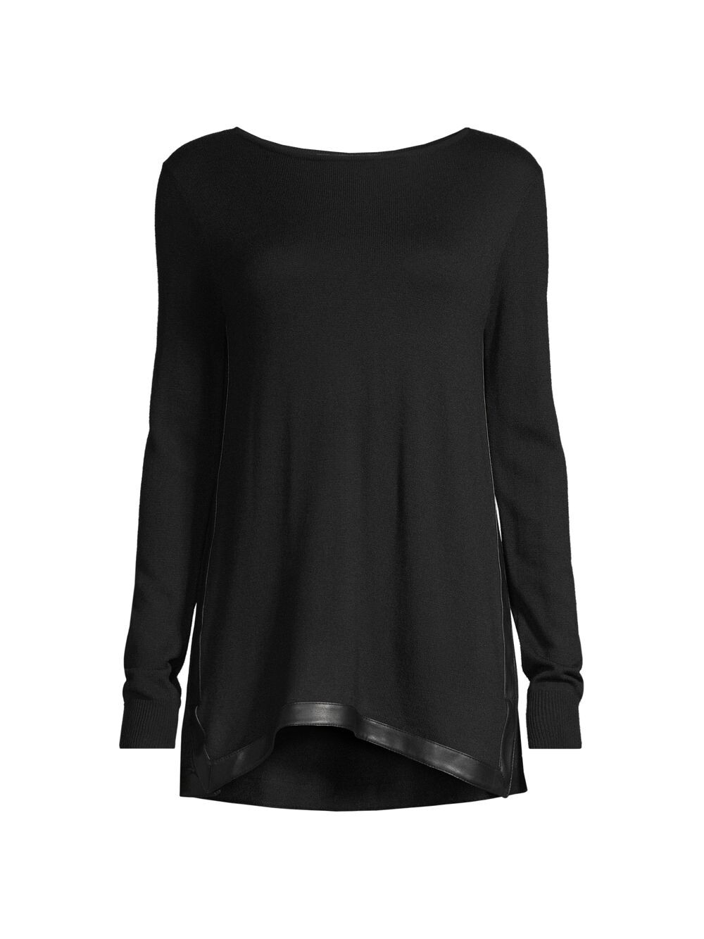 

Туника из веганской кожи с закругленным краем и полосками Donna Karan New York, черный