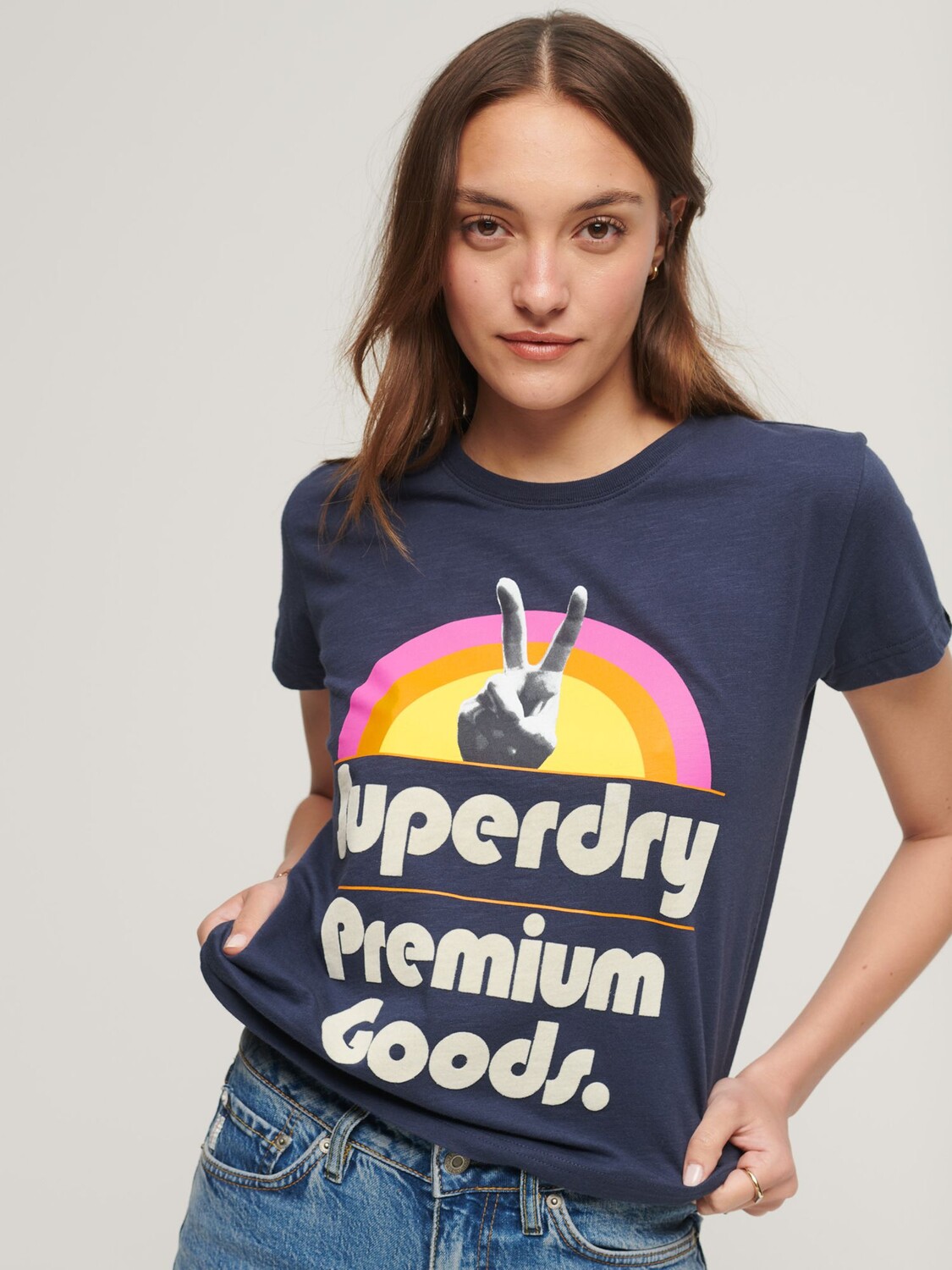 

Футболка с графическим логотипом в стиле ретро 70-х годов Superdry, лорен нэви