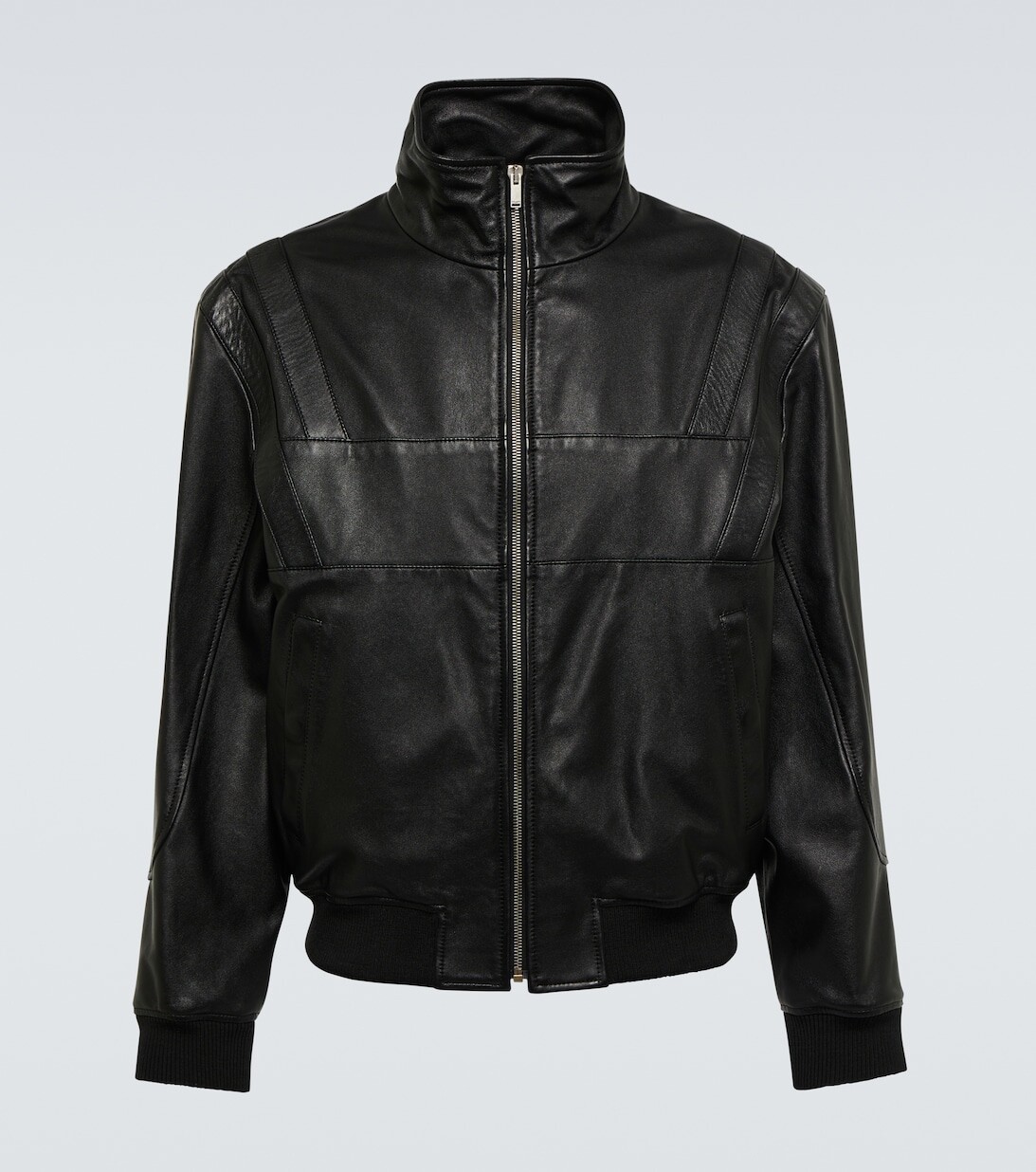 

Кожаная куртка со вставками Saint Laurent, черный