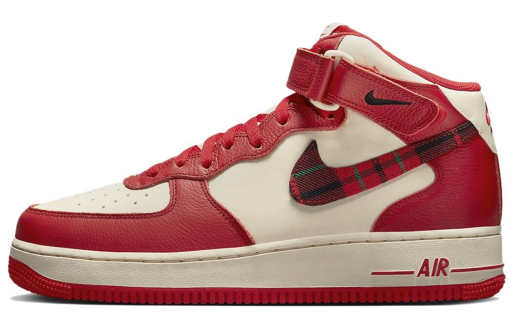 

Кроссовки Nike Air Force 1 Mid '07 LX в клетку, кремовый / красный