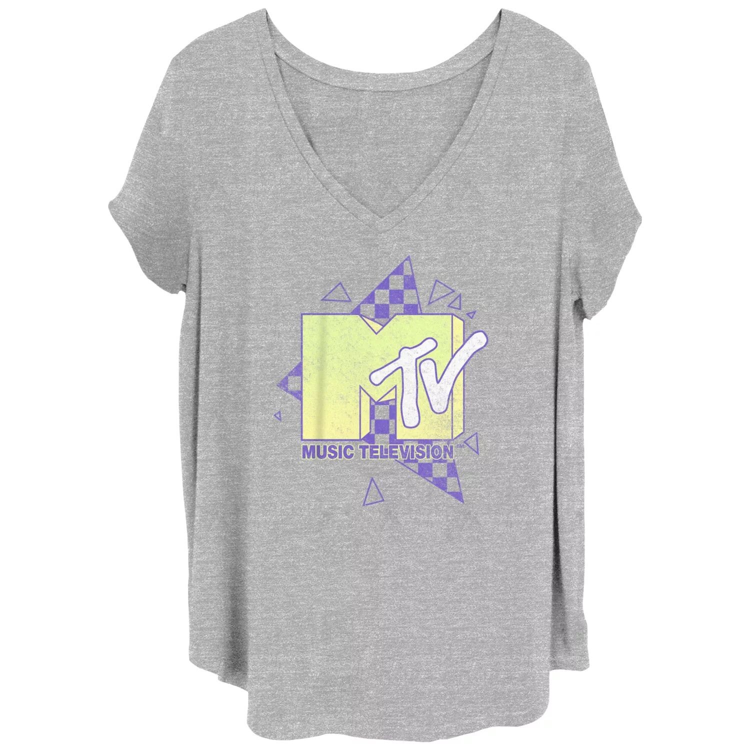 

Детская футболка больших размеров с логотипом MTV 90-х и V-образным вырезом с рисунком Licensed Character