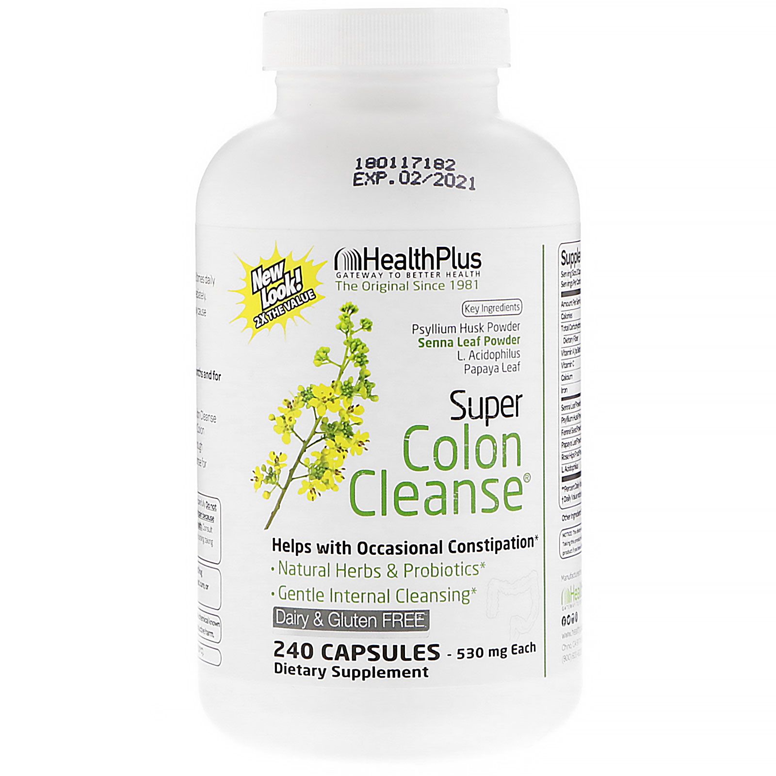 Health Plus Super Colon Cleanse 500 мг 240 капсул health plus original colon cleanse 340 г 12 унций