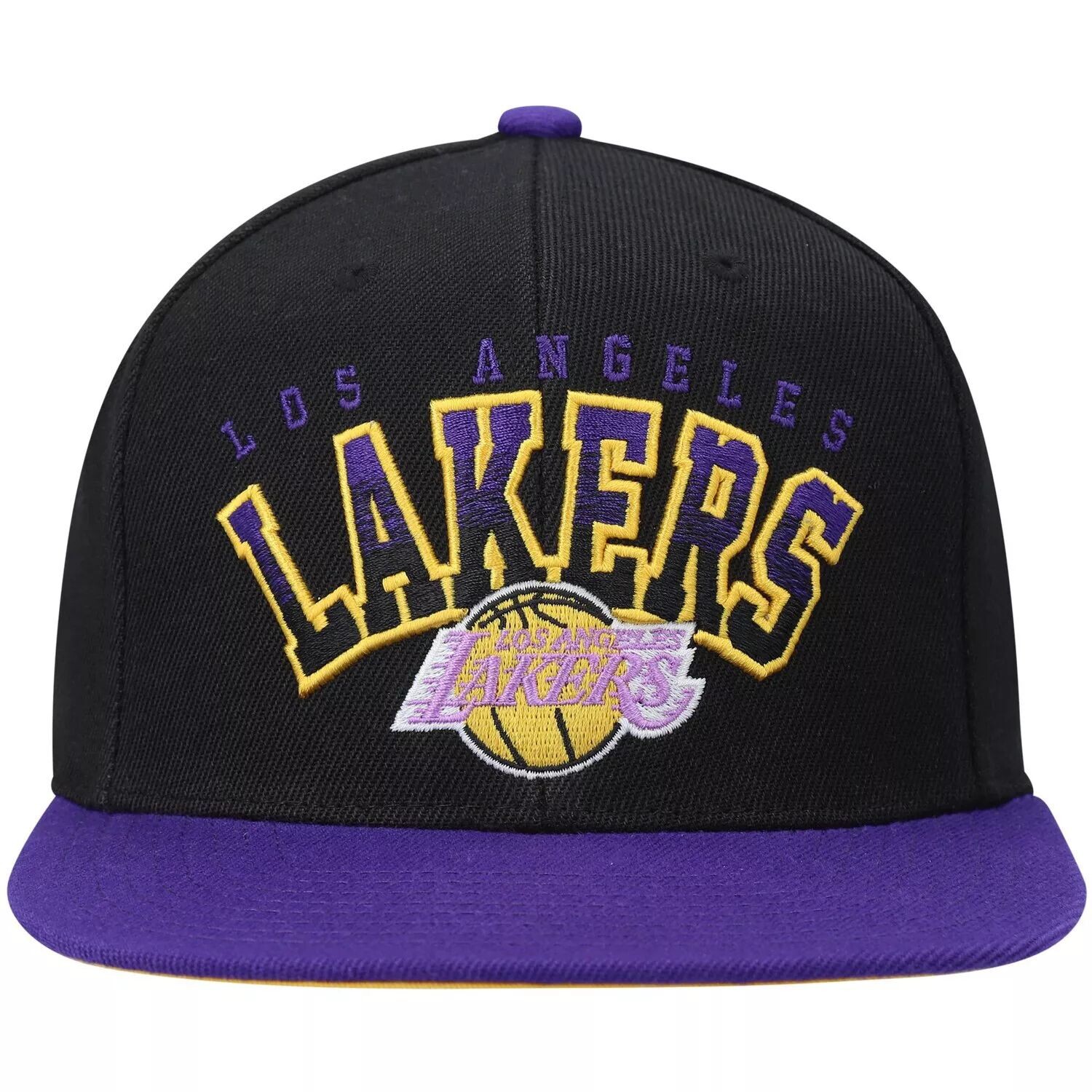 

Мужская кепка Snapback Mitchell & Ness черного/фиолетового цвета из твердой древесины с надписью с градиентом и надписью Los Angeles Lakers