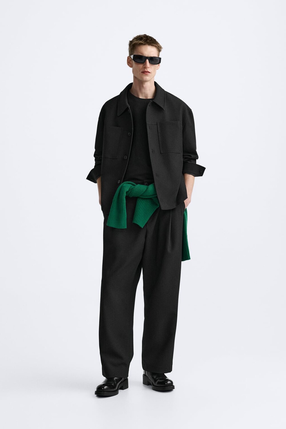 

Рубашка свободного кроя ZARA, черный