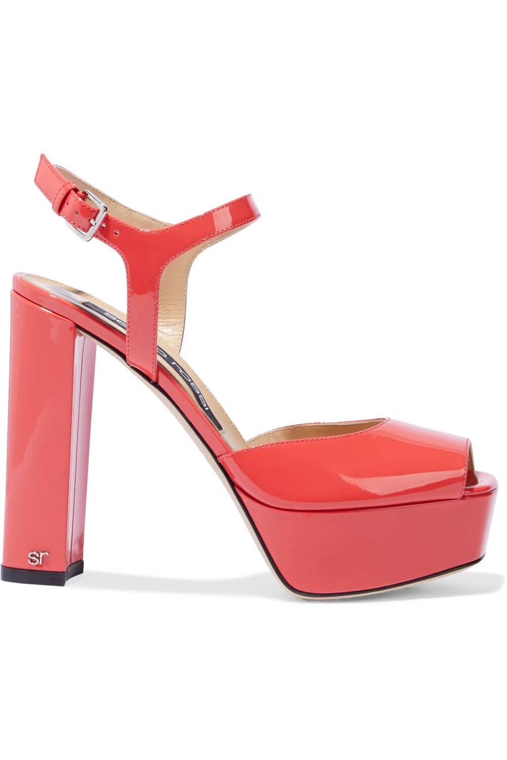 

Босоножки на платформе sr Milano 90 из лакированной кожи Sergio Rossi, коралл