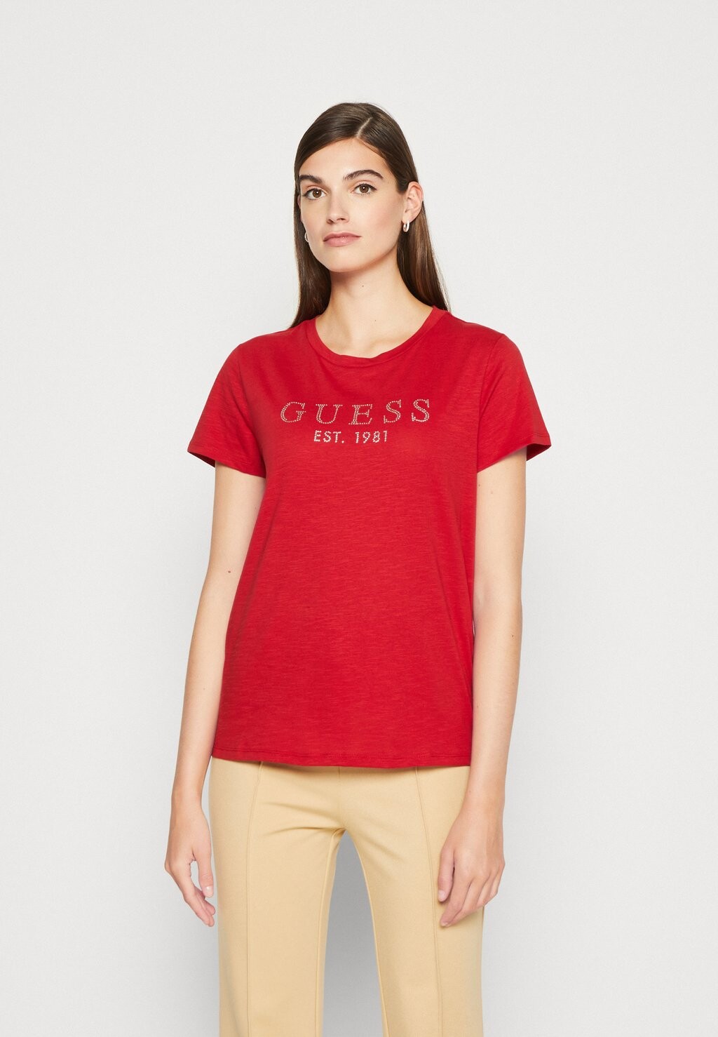 

Футболка с принтом 1981 Crystal Easy Tee Guess, цвет rot