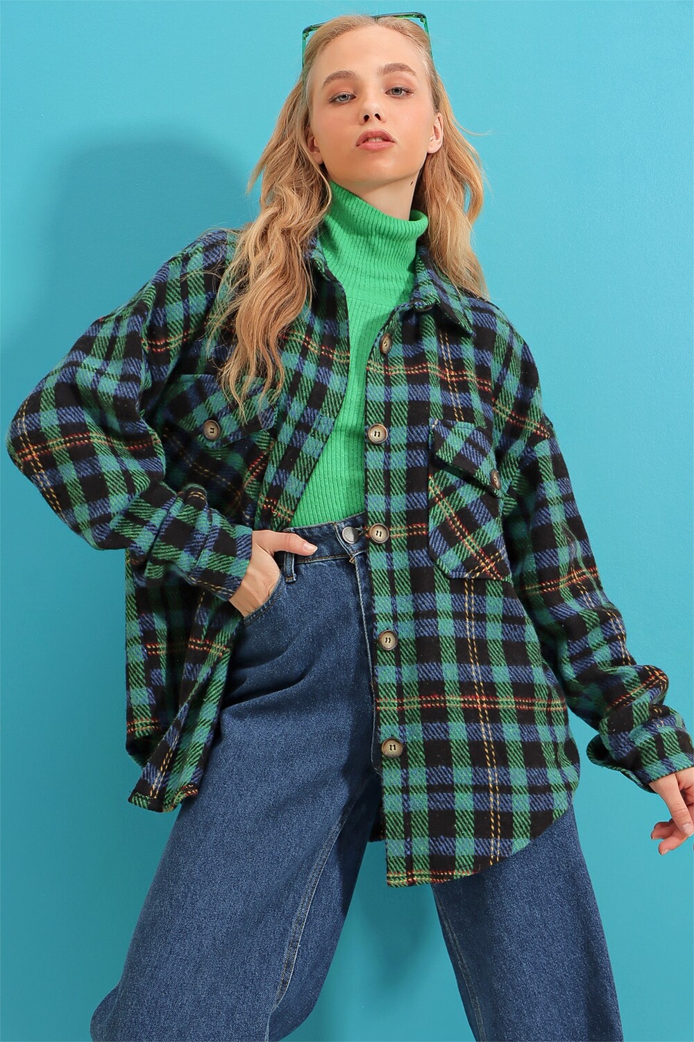 

Рубашка - Многоцветный - Oversize Trend Alaçatı Stili, разноцветный