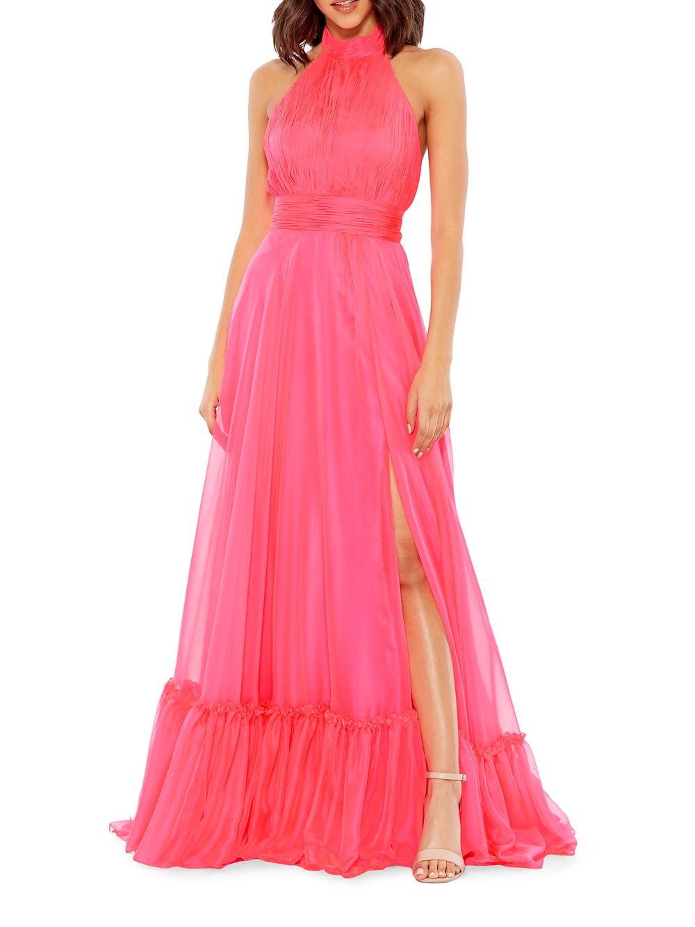 Шифоновое ярусное платье Mac Duggal, розовый
