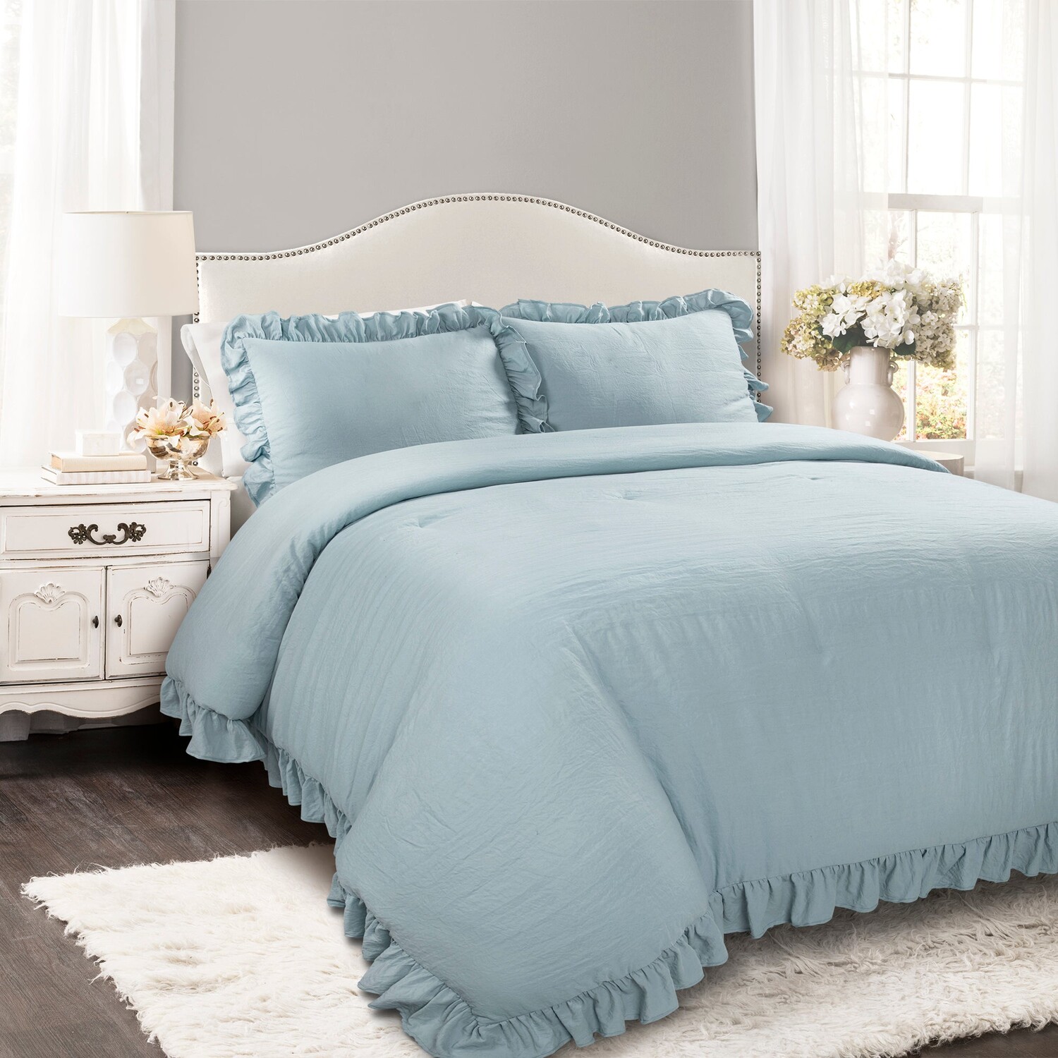 

Одеяло Reyna, белый комплект из 3 предметов King Lush Decor, цвет Lake Blue