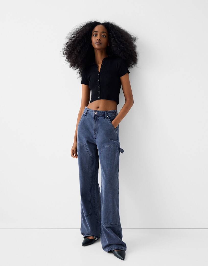 

Брюки из саржи carpenter Bershka, синий