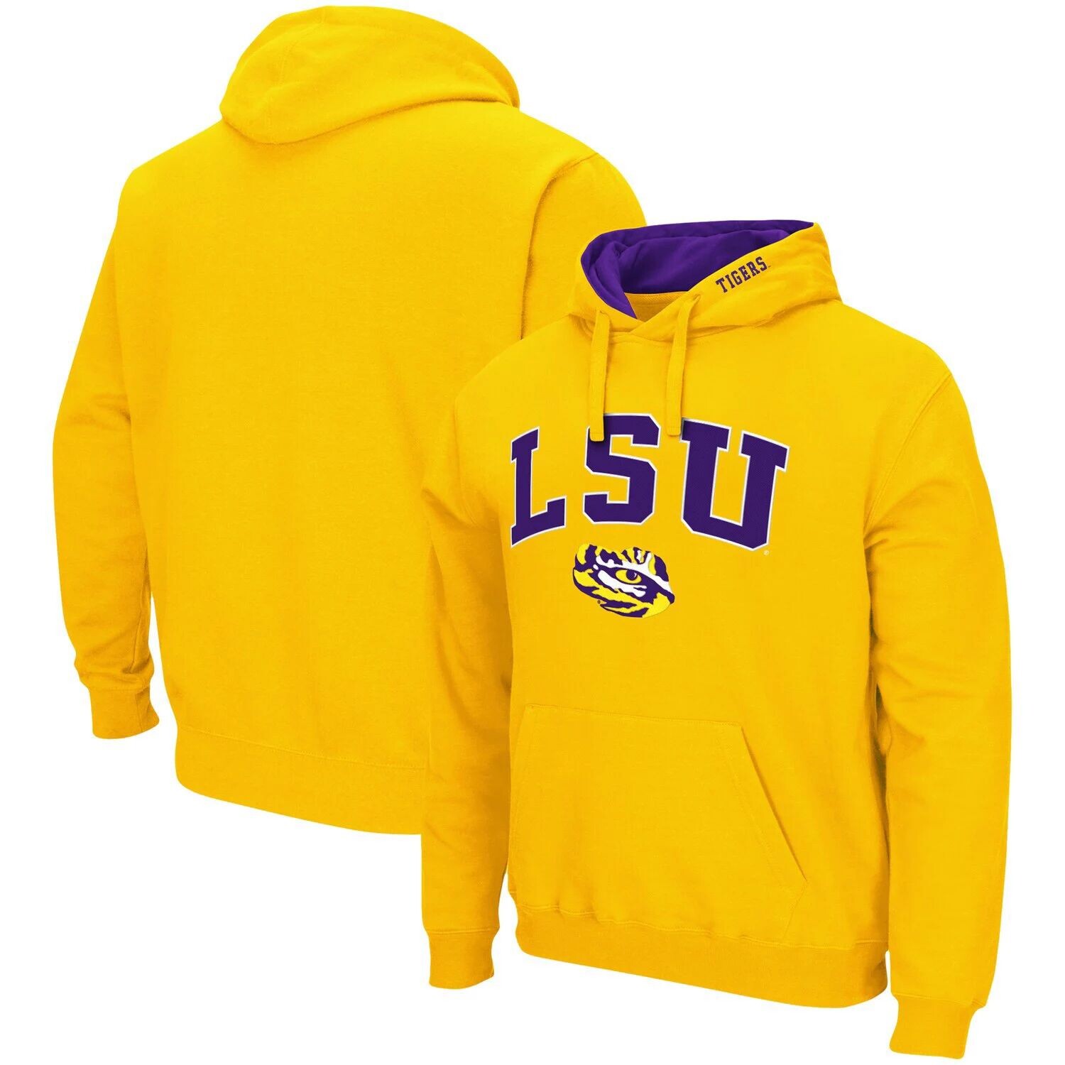

Мужской золотой пуловер с капюшоном LSU Tigers Arch & Logo 3.0 Colosseum, Желтый