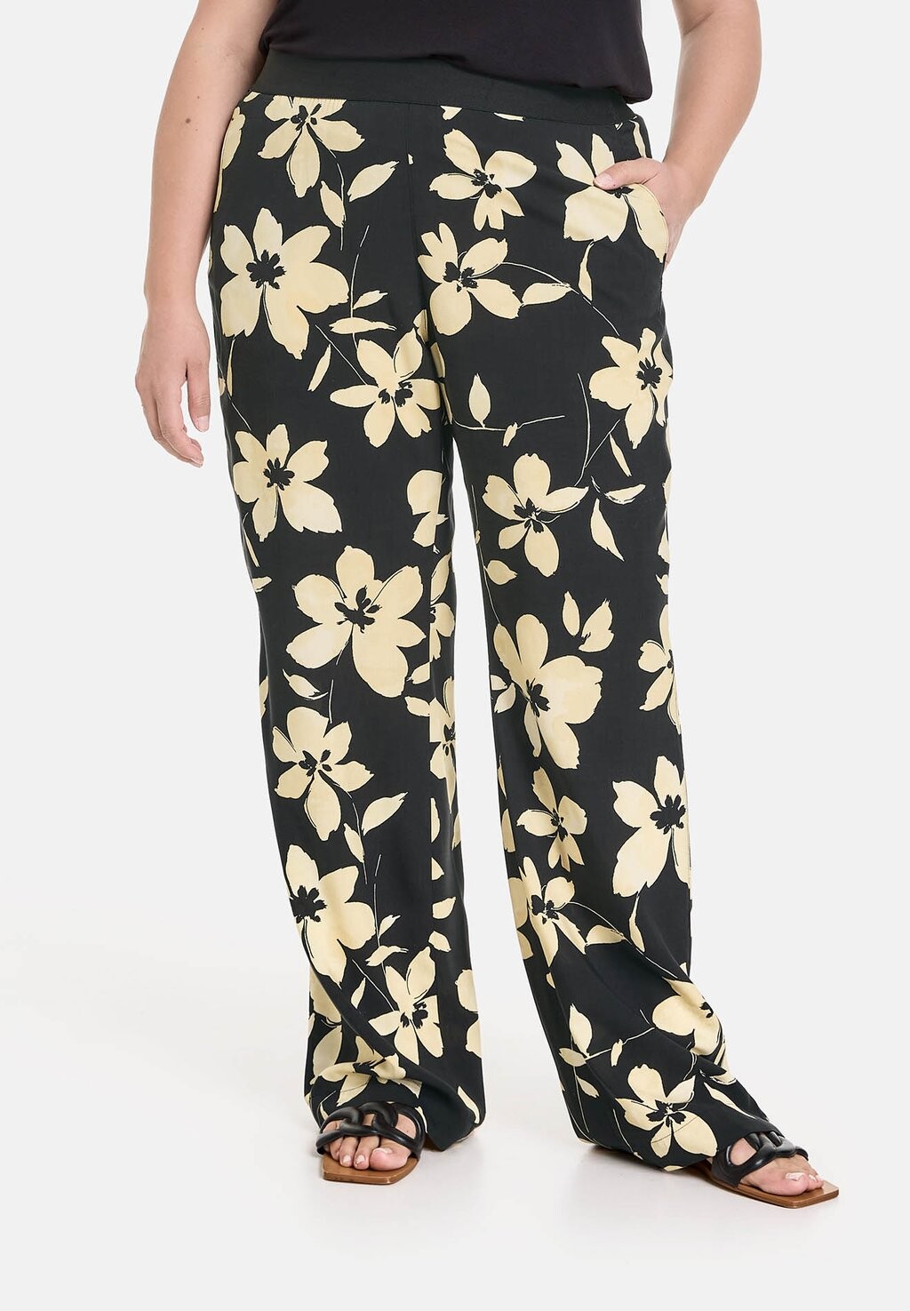 

Брюки LANG MIT FLORAL-PRINT Samoon, черный