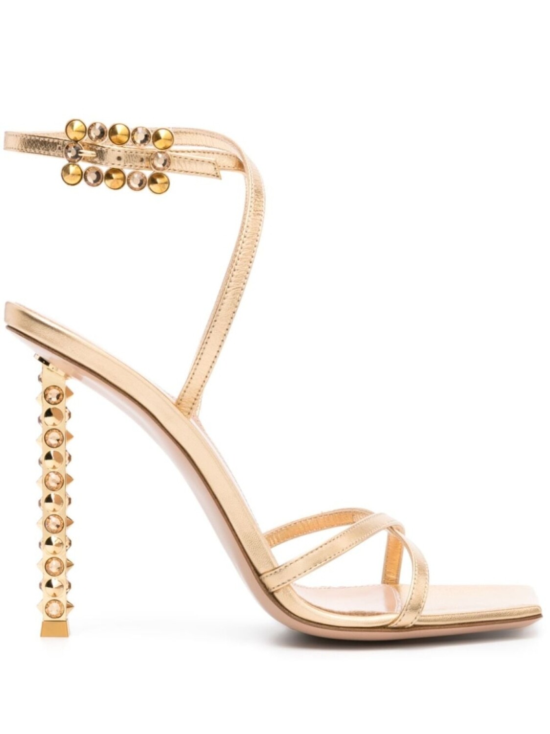 

Gianvito Rossi босоножки Rockstudded 120 с эффектом металлик, золотистый