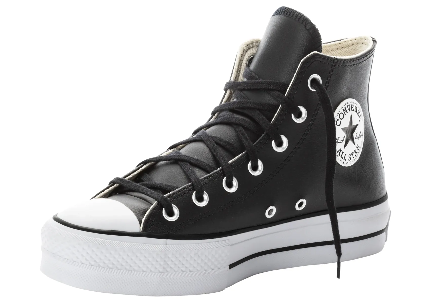 

Кроссовки Converse "CHUCK TAYLOR ALL STAR PLATFORM LEATHER", черно-белый, Черный, Кроссовки Converse "CHUCK TAYLOR ALL STAR PLATFORM LEATHER", черно-белый
