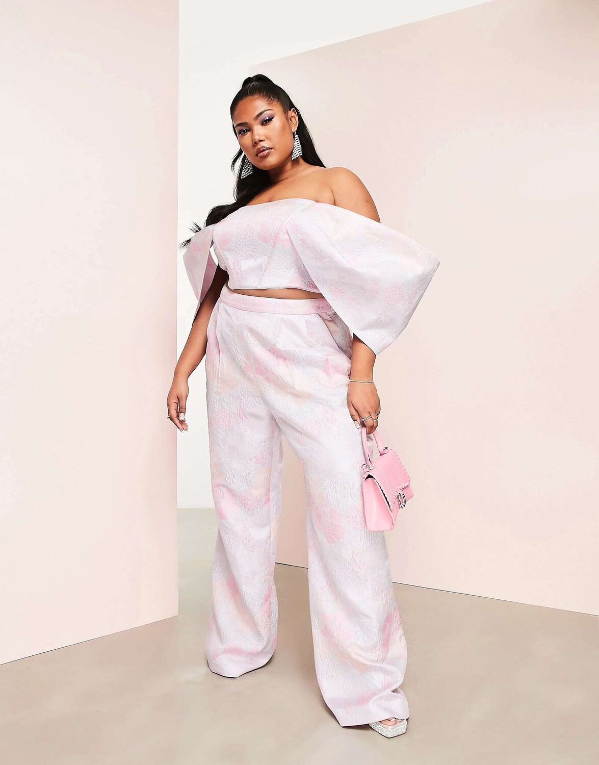 

Жаккардовые брюки строгого кроя ASOS LUXE Curve