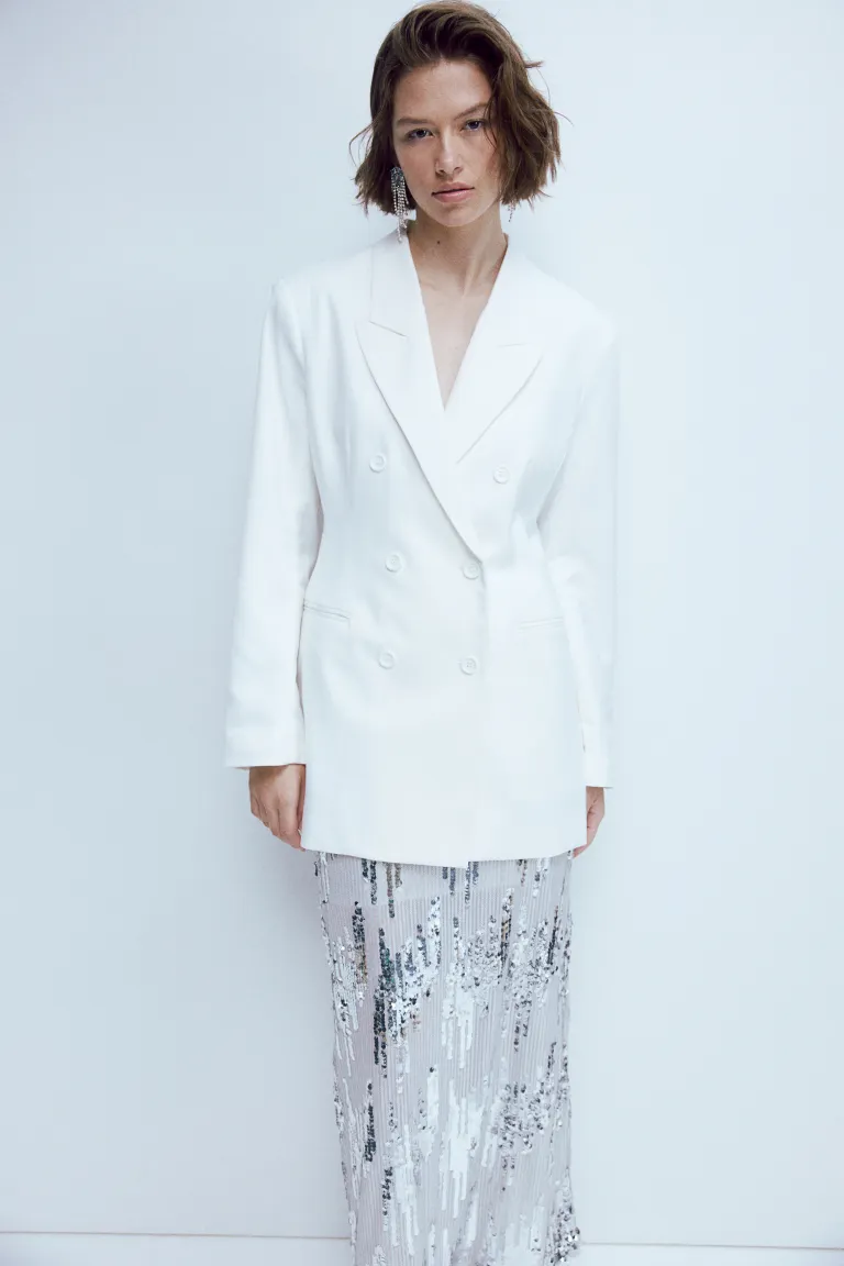 Двубортный пиджак H&M, белый