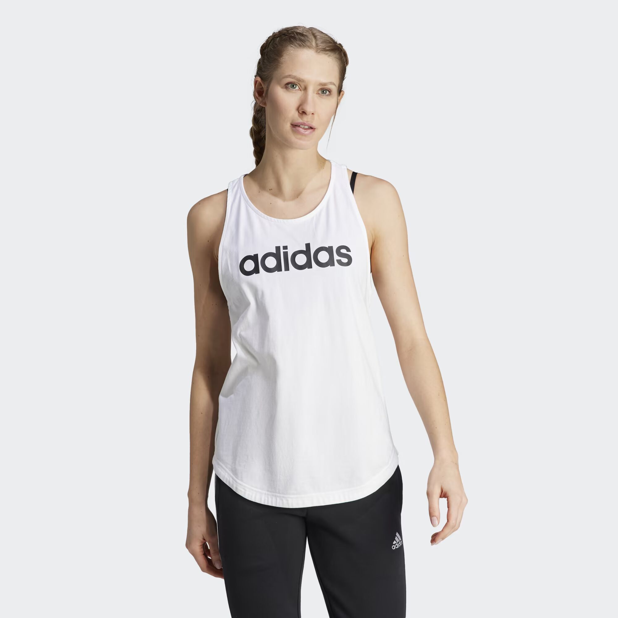 

Свободная майка с логотипом Essentials Adidas, цвет White/Black