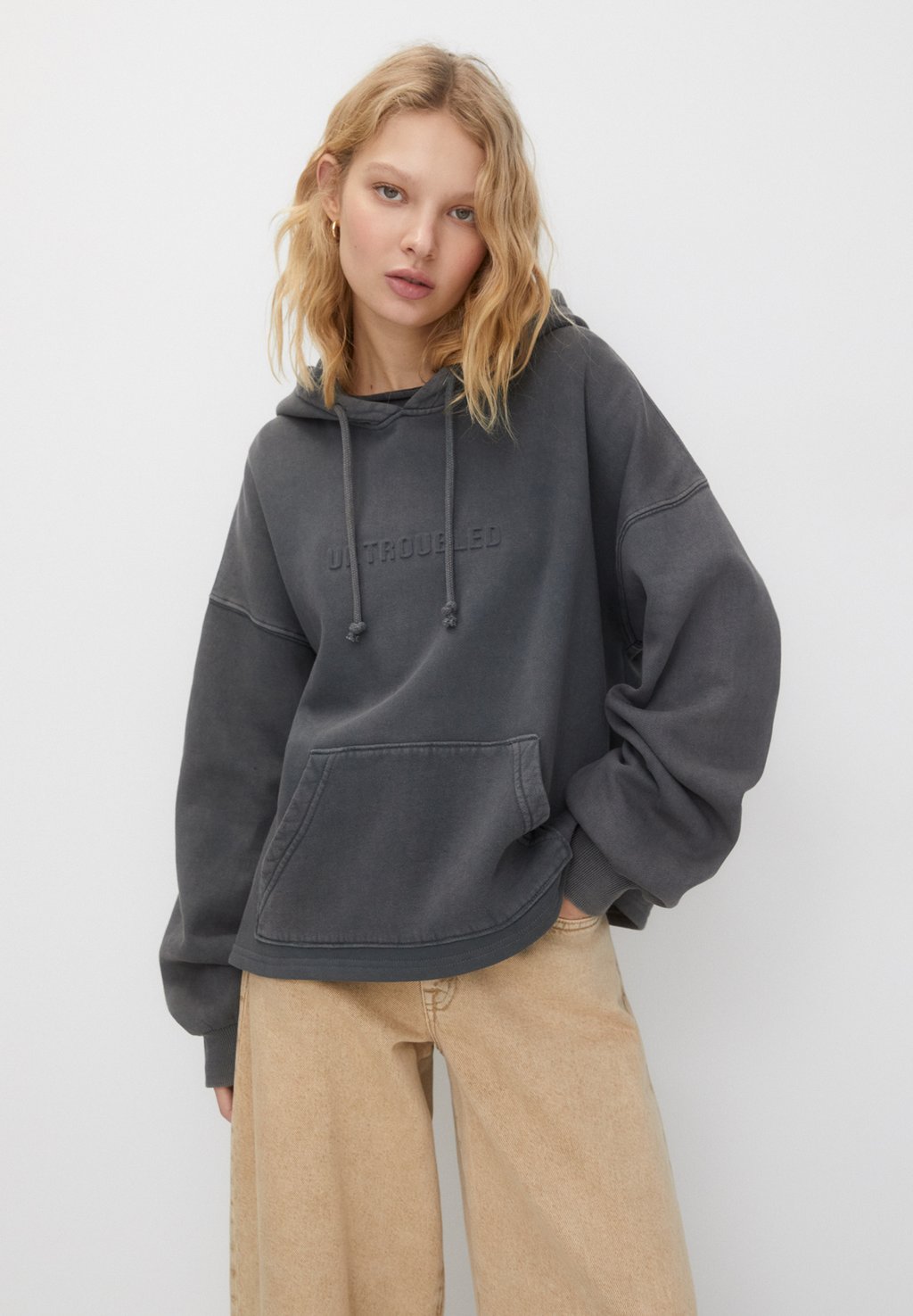 

Толстовка SLOGAN PULL&BEAR, цвет grey