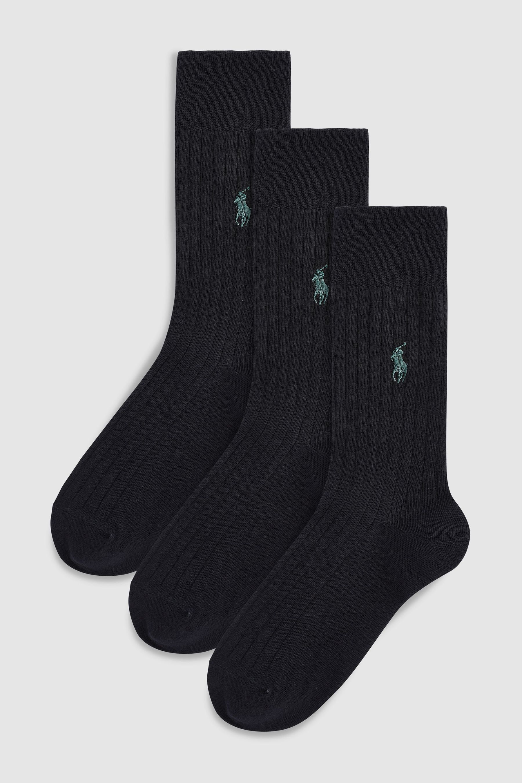 цена Три пары спортивных носков из египетского хлопка Polo Ralph Lauren, черный