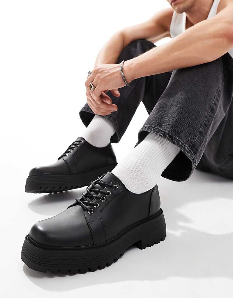

Черные массивные туфли на шнуровке ASOS DESIGN