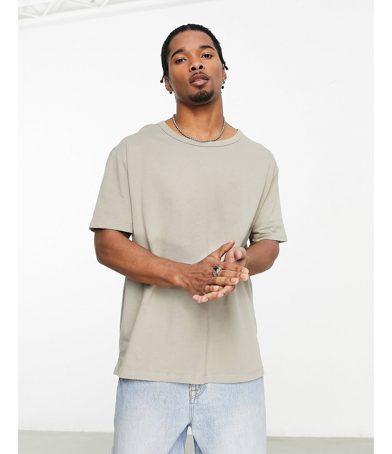 

Свободная плотная футболка ASOS DESIGN из камня, Серый