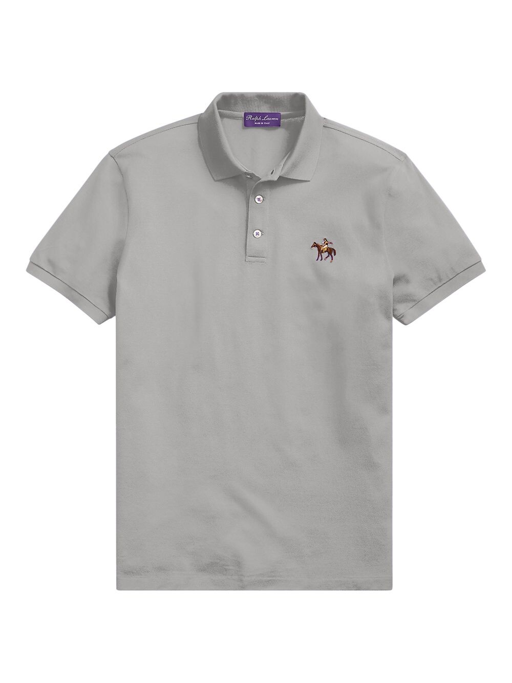 

Поло из хлопкового пике со стоячей лошадью Ralph Lauren Purple Label, серый