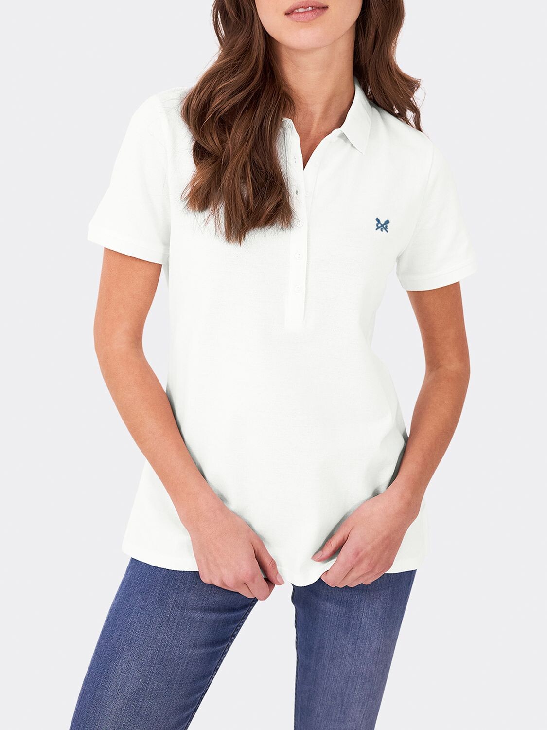 

Рубашка-поло Ocean из органического хлопка Crew Clothing, белая