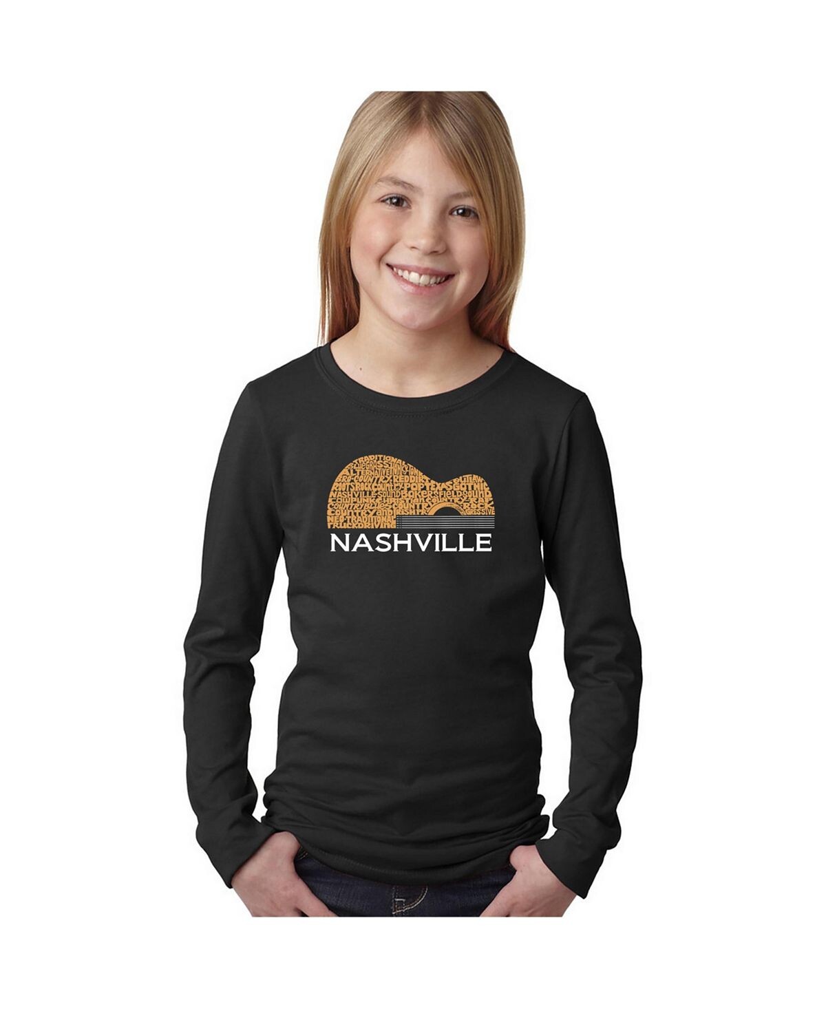 

Детская гитара Nashville — футболка с длинными рукавами для девочек Word Art LA Pop Art