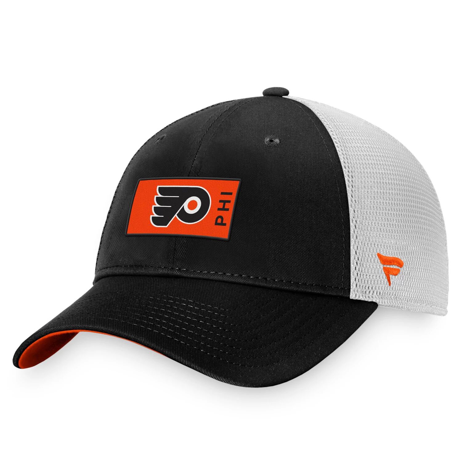 Мужская черно-белая фирменная кепка Fanatics Philadelphia Flyers Authentic Pro Rink Trucker Snapback мужская фирменная оранжево белая кепка anaheim ducks authentic pro rink trucker snapback fanatics
