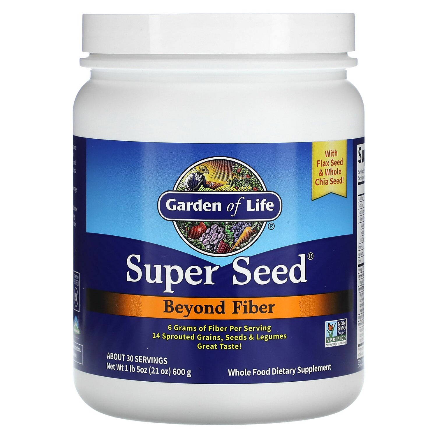 

Super Seed, больше чем клетчатка, 600 г (1 фунт 5 унций), Garden of Life