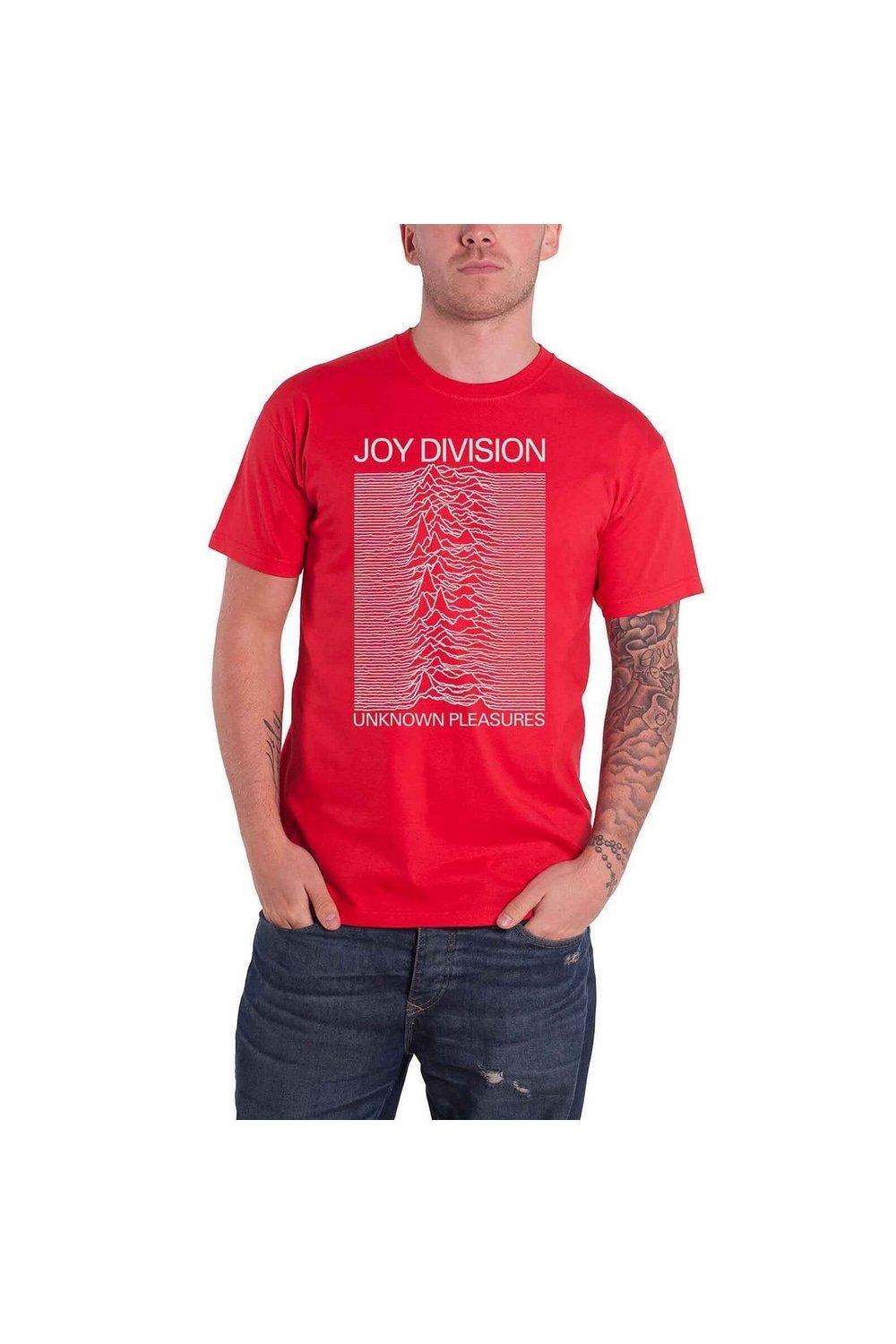 Хлопковая футболка Unknown Pleasures Joy Division, красный футболка joy division футболка dantes инферно joy division готическая рубашка ян кертис post punk рубашка unknown приятности готическая рубашка