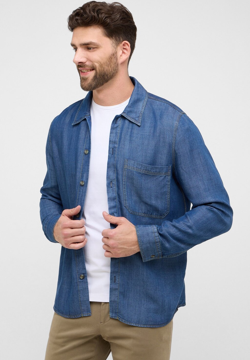 

Летняя куртка OVERSHIRT FAKE DENIM MODERN FIT LEICHTE JACKE Eterna, синий