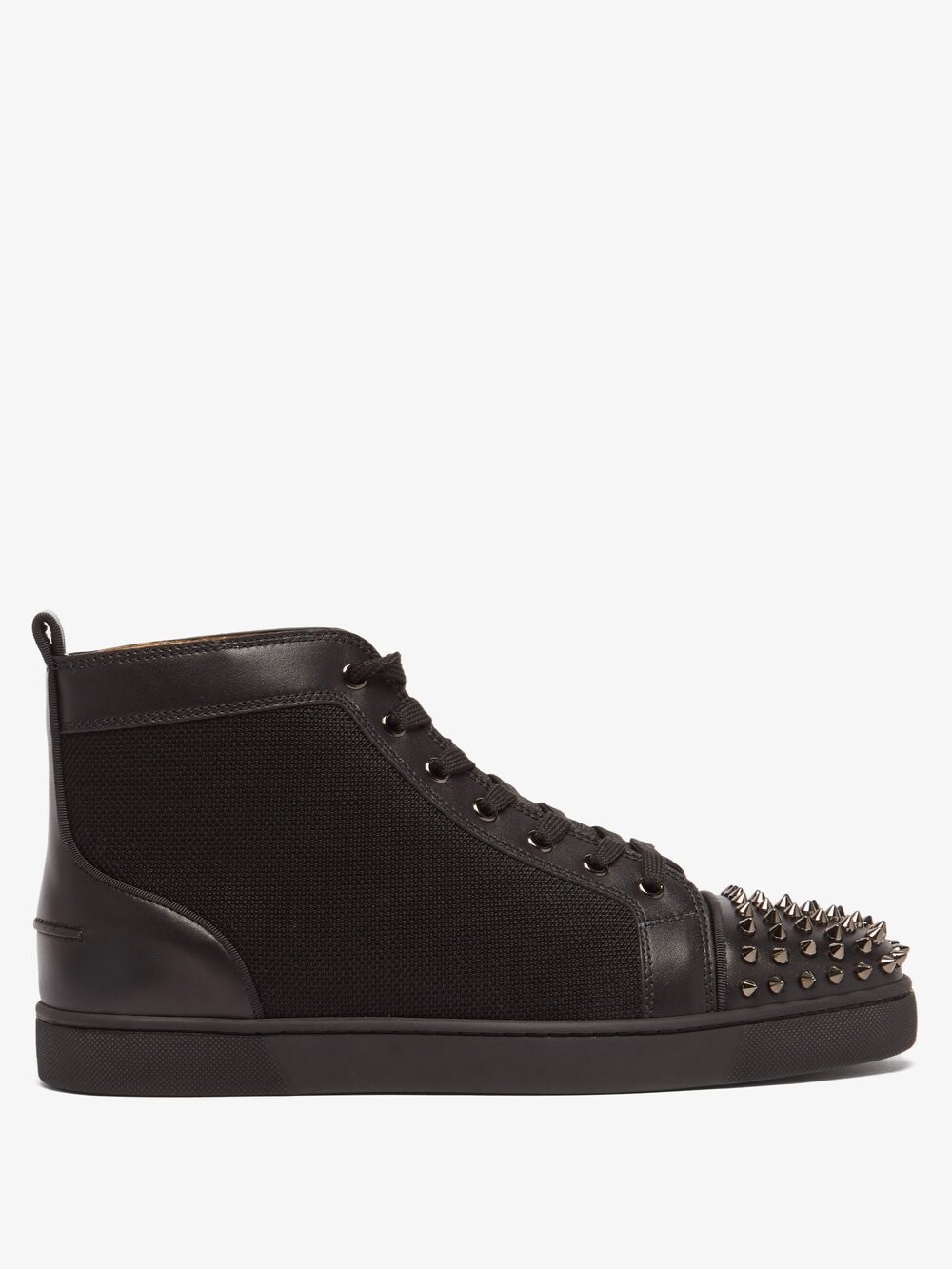 

Высокие кроссовки lou spikes из парусины и кожи Christian Louboutin, черный
