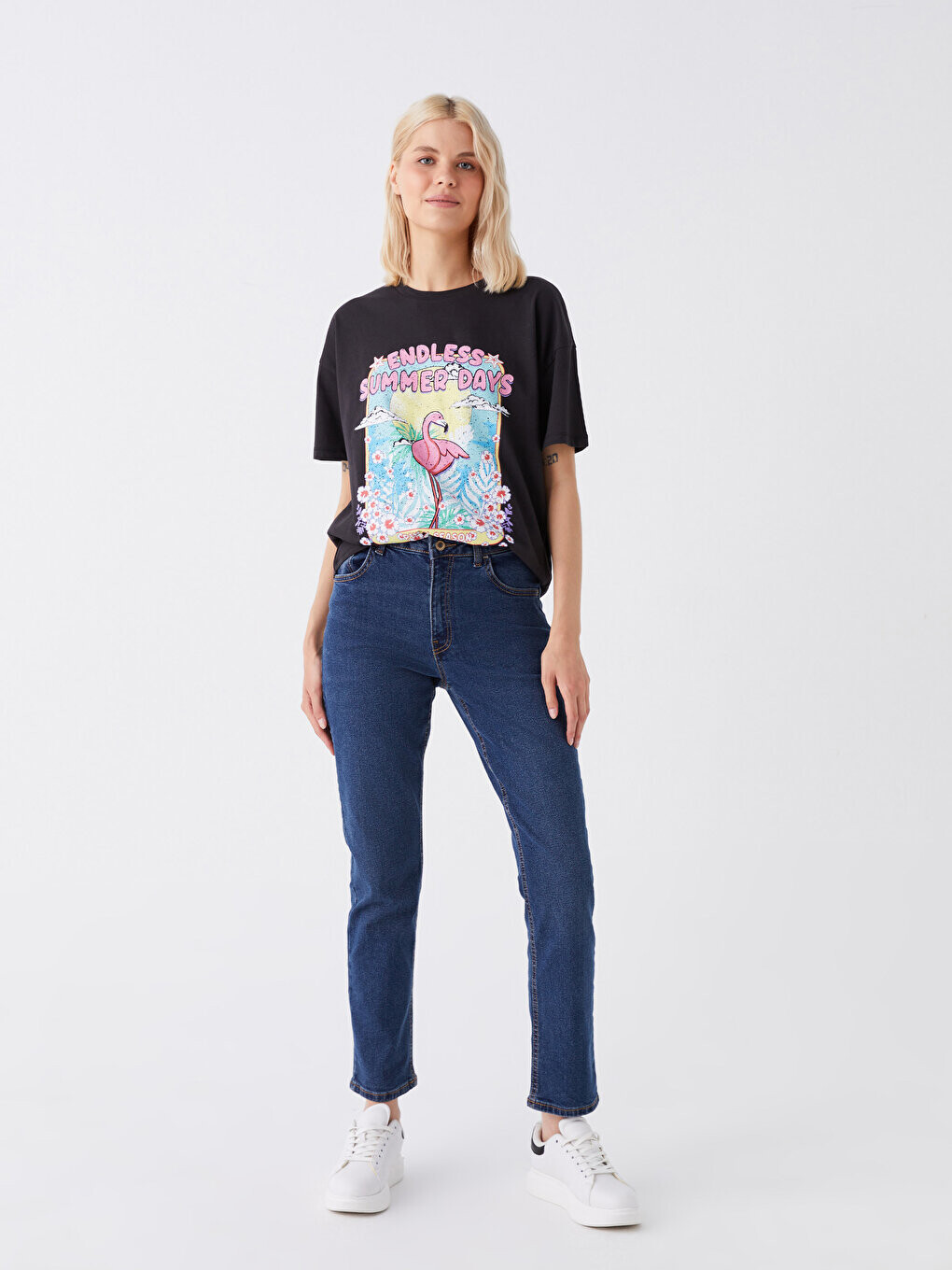 

Женские джинсовые брюки прямого кроя с высокой талией LCW Jeans, темное родео