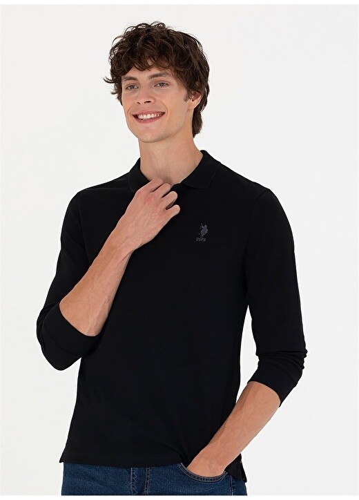 

Черная мужская толстовка с воротником поло U.S. Polo Assn., Черный