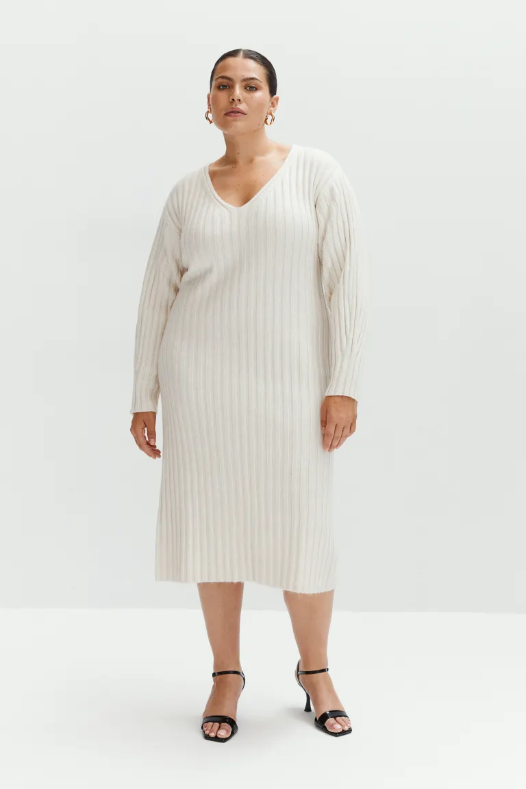 Платье из эластичного трикотажа H&M, бежевый