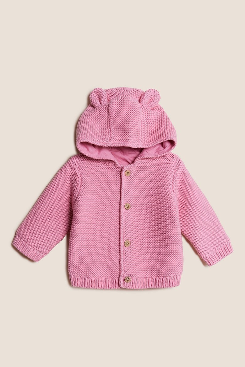 

Вязаный кардиган с капюшоном Marks & Spencer, розовый
